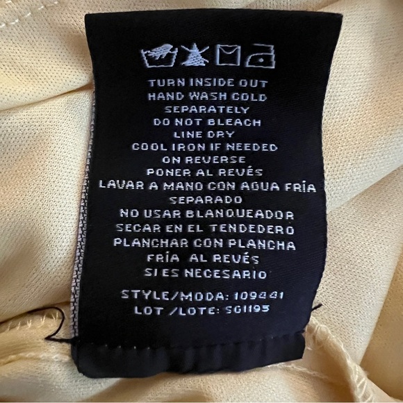 Ronni Nicole Yellow Eyelet Stretch Dress Sze 12 Fully Lined Summer Vtg Style EUC - Picture 7 of 7